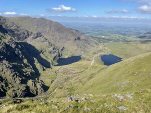 View of Lakes on Carrauntoohil Mountain - Destination Killarney